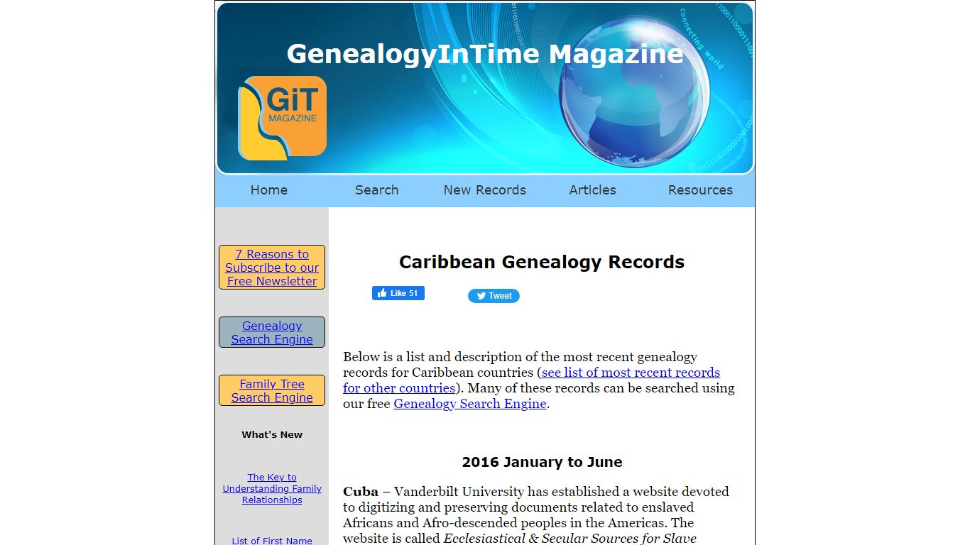 Caribbean Genealogy Records